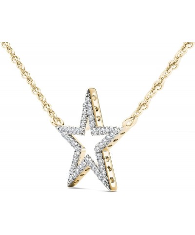 10K Solid Gold Diamond Star Pendant Necklace 18inch(0.12 ct / I2,H-I) Fine Jewelry Gift for Women Yellow Gold $97.33 Necklaces