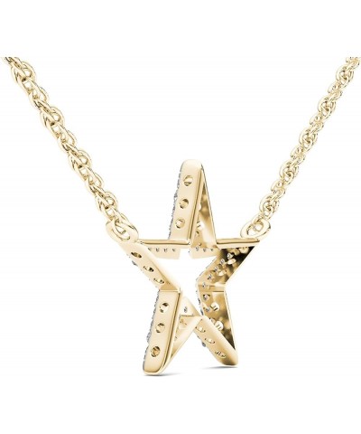 10K Solid Gold Diamond Star Pendant Necklace 18inch(0.12 ct / I2,H-I) Fine Jewelry Gift for Women Yellow Gold $97.33 Necklaces