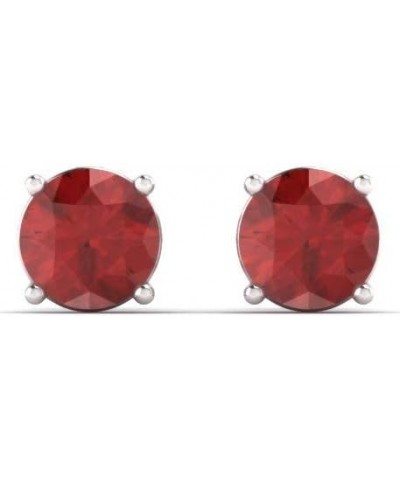 Natural and Certified Gemstone Solitaire Petite Stud Earrings in 14K Solid Gold | 0.20 Carat Earrings for Women Garnet 14K Wh...