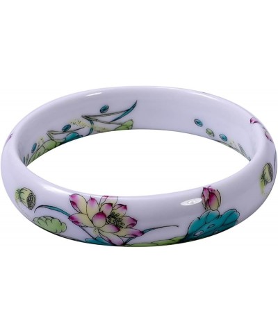 SHOP LC White Ceramic Pattern Bangle Cuff Bracelet for Women Birthday Gifts Flower $17.35 Bracelets