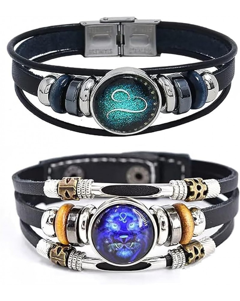 2Pcs Capricorn Bracelets for Women Men Zodiac Leather Bracelets Multilayer Constellation Bracelets Zodiac Sign Wrap Wristband...