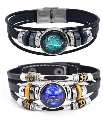 2Pcs Capricorn Bracelets for Women Men Zodiac Leather Bracelets Multilayer Constellation Bracelets Zodiac Sign Wrap Wristband...