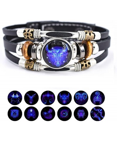 2Pcs Capricorn Bracelets for Women Men Zodiac Leather Bracelets Multilayer Constellation Bracelets Zodiac Sign Wrap Wristband...