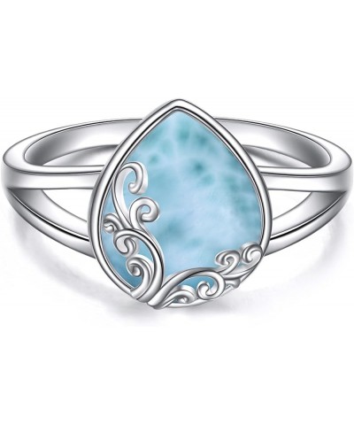 Filigree Band Ring Sterling Silver Gemstone Stones Jewelry Gift for Women Mom Wife Larimar $13.74 Rings