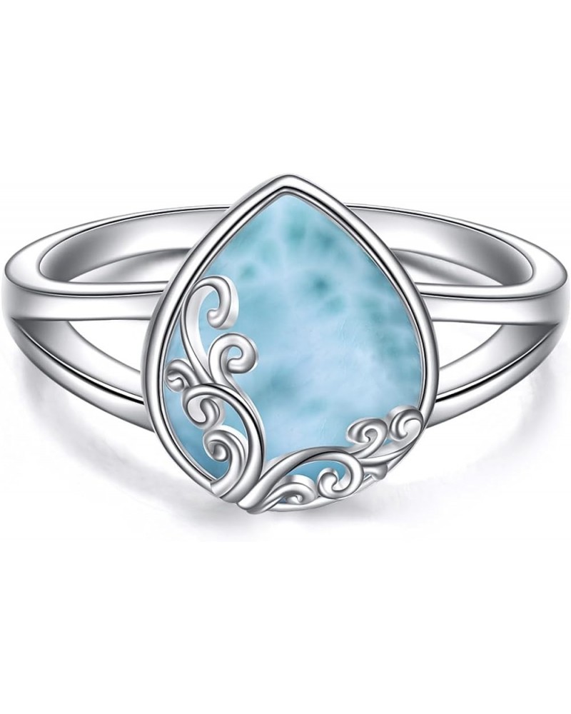 Filigree Band Ring Sterling Silver Gemstone Stones Jewelry Gift for Women Mom Wife Larimar $13.74 Rings