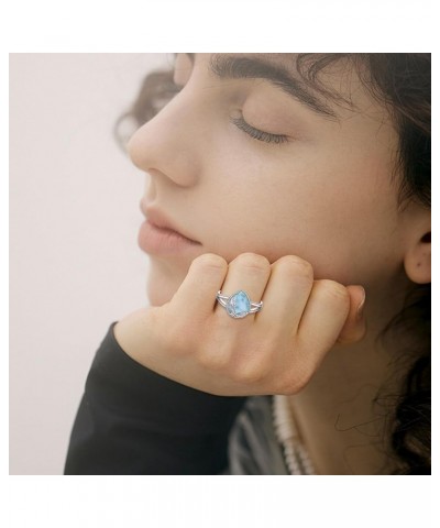 Filigree Band Ring Sterling Silver Gemstone Stones Jewelry Gift for Women Mom Wife Larimar $13.74 Rings