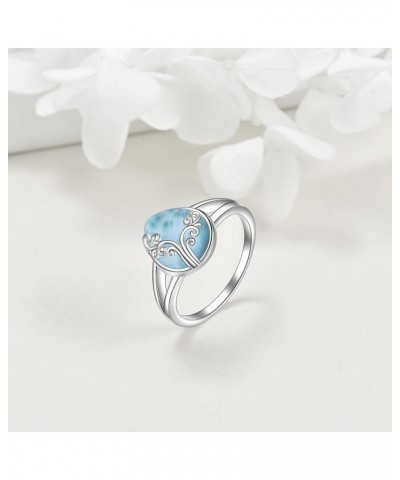 Filigree Band Ring Sterling Silver Gemstone Stones Jewelry Gift for Women Mom Wife Larimar $13.74 Rings