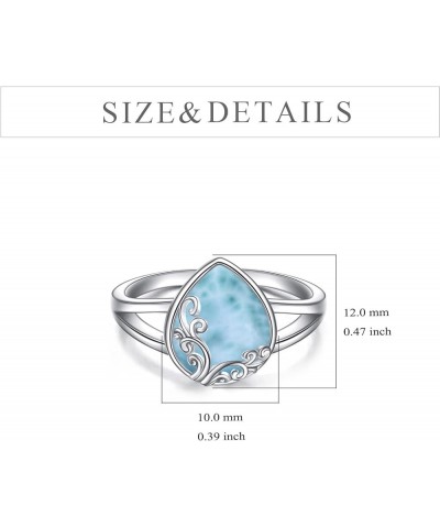 Filigree Band Ring Sterling Silver Gemstone Stones Jewelry Gift for Women Mom Wife Larimar $13.74 Rings