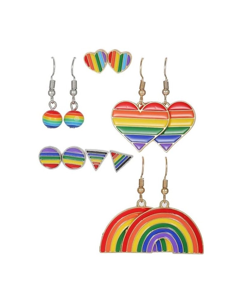 6 Pairs Rainbow Earrings Pride Earrings Lightweight Love Wins Earrings Love Heart Rainbow Mesh Dangle Drop Earrings for Women...