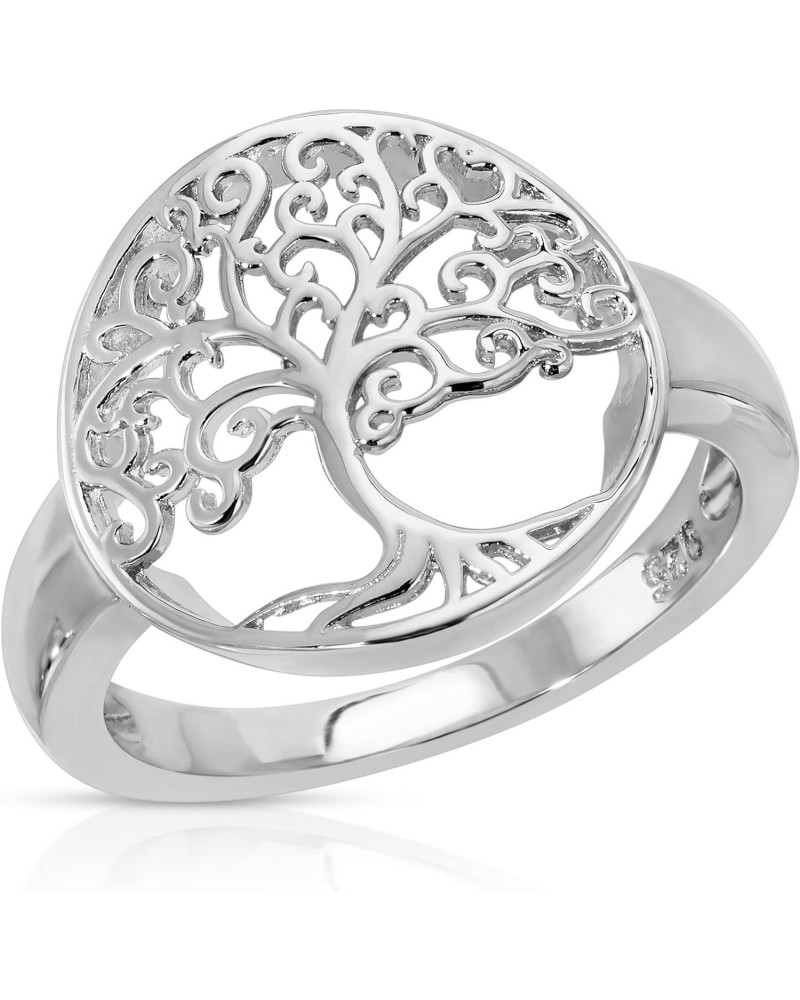 Sterling Silver 925 Tree of Life Ring, Family Love Ring for Women & Girls, Symbolic Silver Jewelry, Circle Shape Tree Design ...