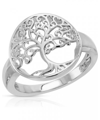 Sterling Silver 925 Tree of Life Ring, Family Love Ring for Women & Girls, Symbolic Silver Jewelry, Circle Shape Tree Design ...