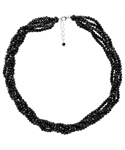 Multi-Strand Layered Bib Collar Statement Beaded Crystal Necklace. Jet Black $12.08 Necklaces