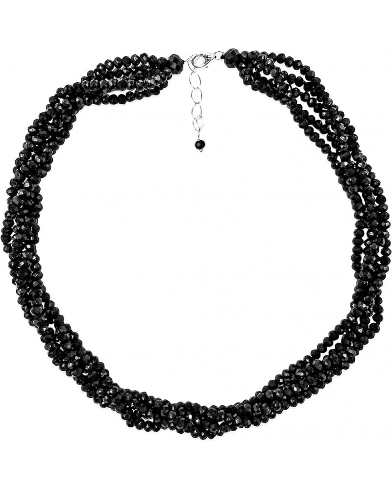 Multi-Strand Layered Bib Collar Statement Beaded Crystal Necklace. Jet Black $12.08 Necklaces