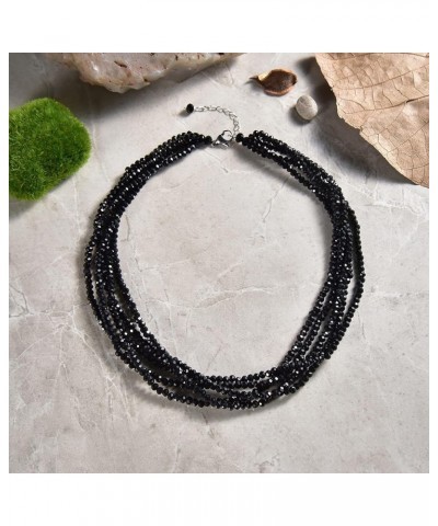 Multi-Strand Layered Bib Collar Statement Beaded Crystal Necklace. Jet Black $12.08 Necklaces