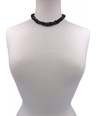 Multi-Strand Layered Bib Collar Statement Beaded Crystal Necklace. Jet Black $12.08 Necklaces