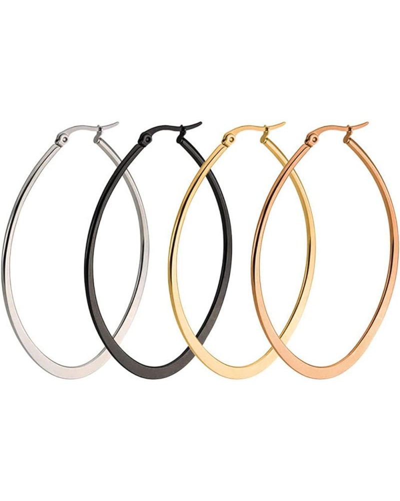 Titanium Steel Hoop Earring Set for Women, Girls, Multiple Styles, Color and Sizes Flat Oval-50mm $12.31 Earrings