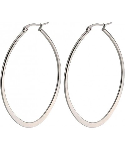 Titanium Steel Hoop Earring Set for Women, Girls, Multiple Styles, Color and Sizes Flat Oval-50mm $12.31 Earrings