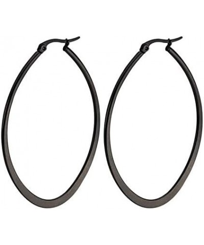 Titanium Steel Hoop Earring Set for Women, Girls, Multiple Styles, Color and Sizes Flat Oval-50mm $12.31 Earrings