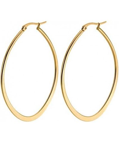 Titanium Steel Hoop Earring Set for Women, Girls, Multiple Styles, Color and Sizes Flat Oval-50mm $12.31 Earrings