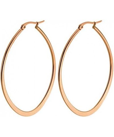 Titanium Steel Hoop Earring Set for Women, Girls, Multiple Styles, Color and Sizes Flat Oval-50mm $12.31 Earrings