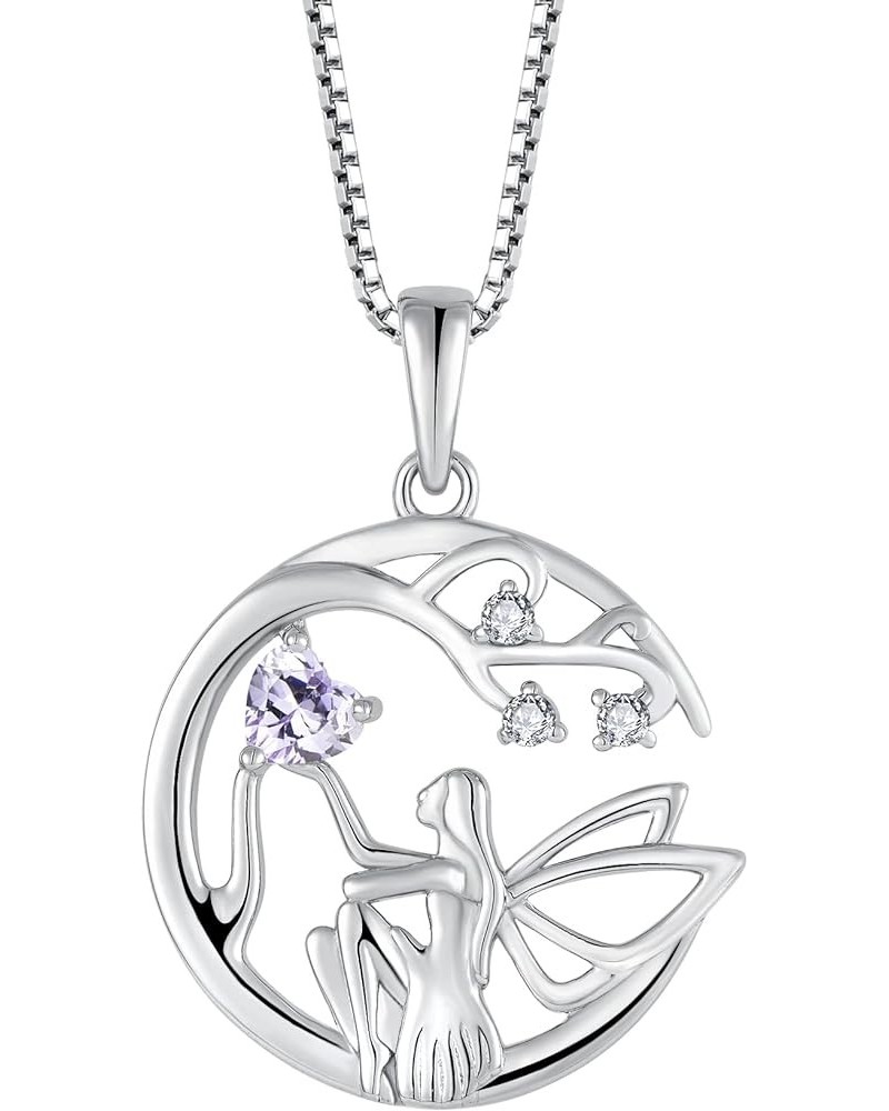 Guardian Angel Necklace for Women 925 Sterling Silver Tree of Life Necklace Birthstone Created Gemstone Pendant Jewelry Gifts...