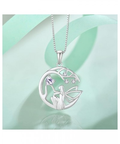 Guardian Angel Necklace for Women 925 Sterling Silver Tree of Life Necklace Birthstone Created Gemstone Pendant Jewelry Gifts...