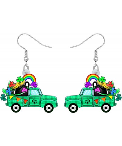 Acrylic Christmas Truck Tree Garland Earrings Drop Dangle Jewelry For Women Kids Teens Festival Gifts St Patricks Day Truck A...