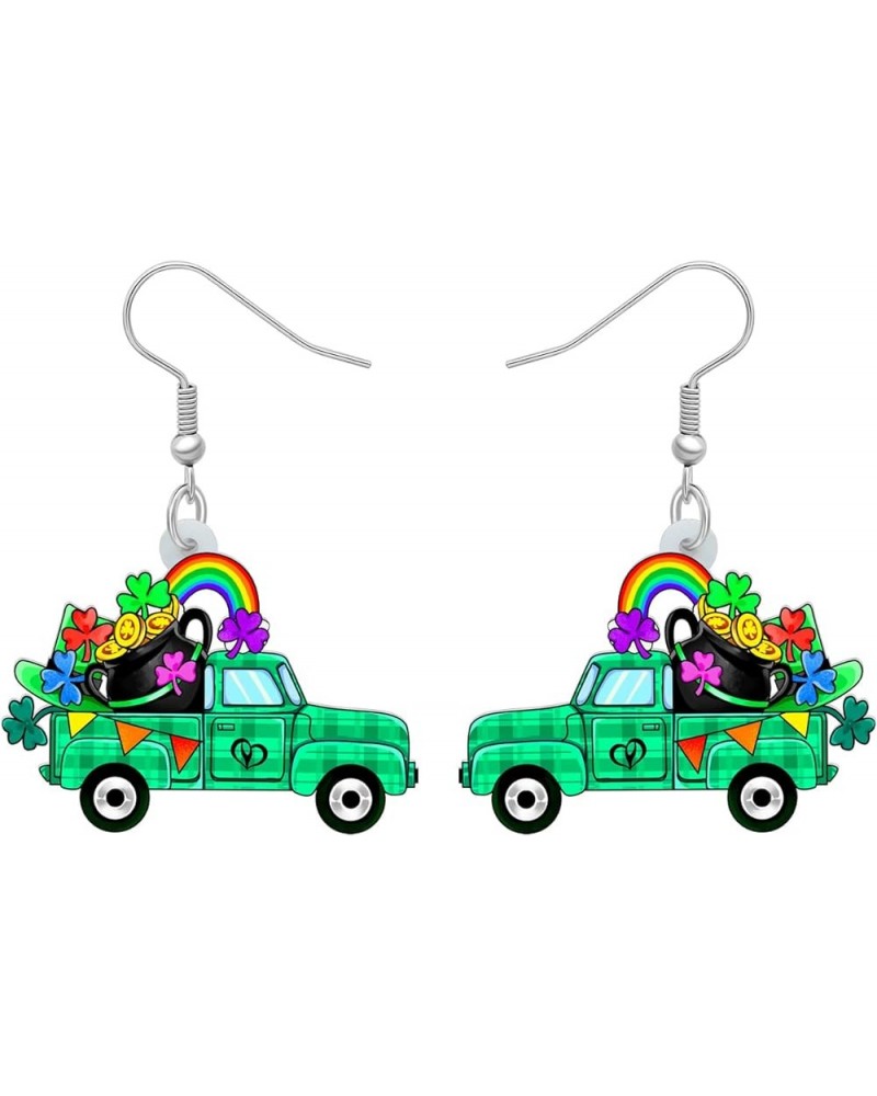 Acrylic Christmas Truck Tree Garland Earrings Drop Dangle Jewelry For Women Kids Teens Festival Gifts St Patricks Day Truck A...