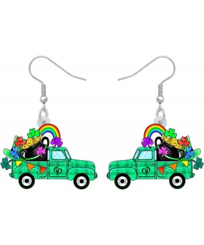 Acrylic Christmas Truck Tree Garland Earrings Drop Dangle Jewelry For Women Kids Teens Festival Gifts St Patricks Day Truck A...