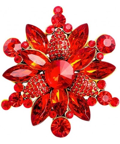 Colorful Rhinestone Crystal Sunflower Brooch Pin for Women Girls Dress Hat Decoration Style 5 Red $6.00 Brooches & Pins