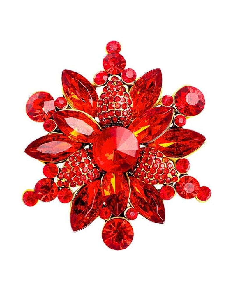 Colorful Rhinestone Crystal Sunflower Brooch Pin for Women Girls Dress Hat Decoration Style 5 Red $6.00 Brooches & Pins