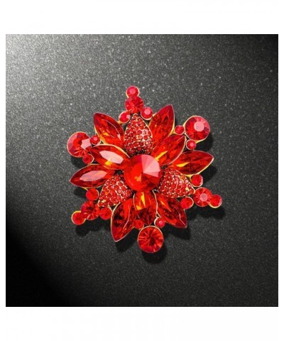 Colorful Rhinestone Crystal Sunflower Brooch Pin for Women Girls Dress Hat Decoration Style 5 Red $6.00 Brooches & Pins