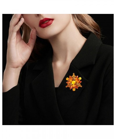 Colorful Rhinestone Crystal Sunflower Brooch Pin for Women Girls Dress Hat Decoration Style 5 Red $6.00 Brooches & Pins