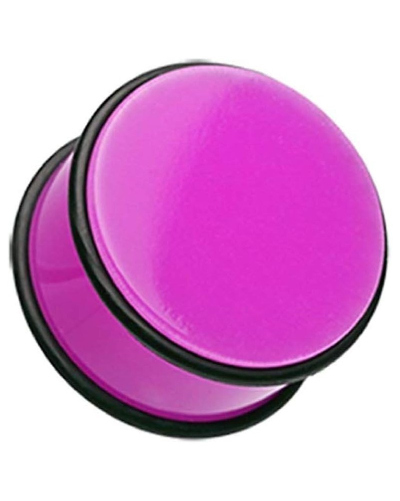 Neon Colored Acrylic No Flare Ear Gauge Plug 0 GA (8mm), Purple $8.15 Body Jewelry