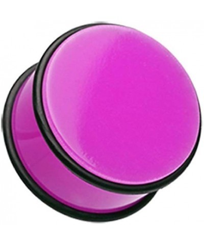 Neon Colored Acrylic No Flare Ear Gauge Plug 0 GA (8mm), Purple $8.15 Body Jewelry