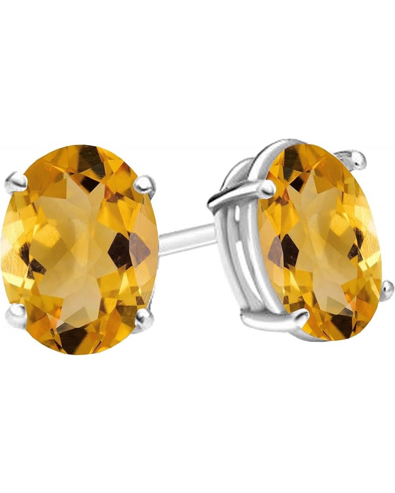 6x4 mm Each Oval Gemstone Ladies Solitaire Stud Earrings, 10K White Gold Citrine $44.58 Earrings