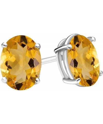 6x4 mm Each Oval Gemstone Ladies Solitaire Stud Earrings, 10K White Gold Citrine $44.58 Earrings