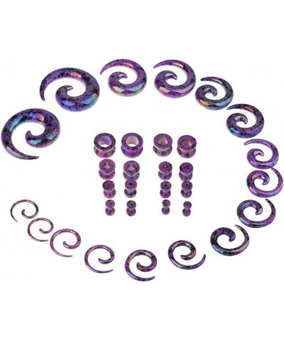 Gauges Kit Glitter Spiral Tapers and Plugs 14G-00G Stretching Kit - 32 Pieces Purple $10.20 Body Jewelry