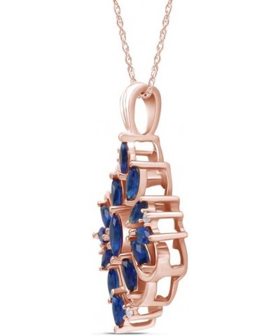 Marrquise Cut Simulated Blue Sapphire Cluster Pendant In 14K Gold Over Sterling Silver (1.36 Cttw) Rose-gold-plated-silver $3...