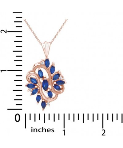 Marrquise Cut Simulated Blue Sapphire Cluster Pendant In 14K Gold Over Sterling Silver (1.36 Cttw) Rose-gold-plated-silver $3...