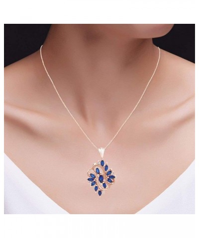 Marrquise Cut Simulated Blue Sapphire Cluster Pendant In 14K Gold Over Sterling Silver (1.36 Cttw) Rose-gold-plated-silver $3...