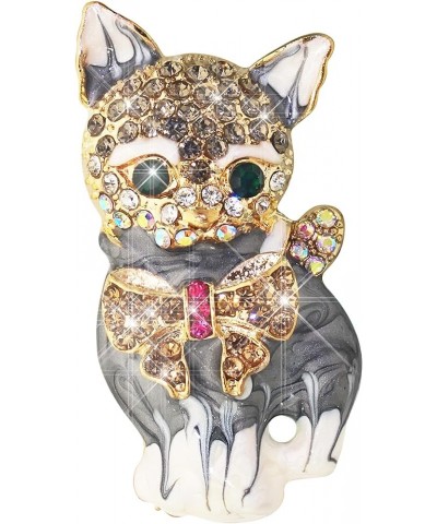 Classical Teddy Bear Rhinestones Bowknot Brooches Cute Animal Cat Enamel Squirrel Pin Corsage Scarf Clips Grey Cat $9.68 Broo...