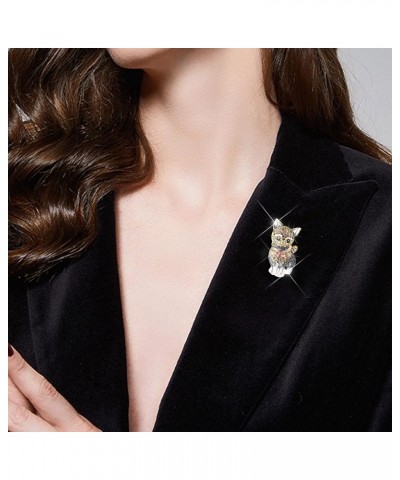 Classical Teddy Bear Rhinestones Bowknot Brooches Cute Animal Cat Enamel Squirrel Pin Corsage Scarf Clips Grey Cat $9.68 Broo...