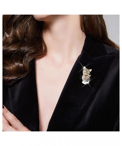 Classical Teddy Bear Rhinestones Bowknot Brooches Cute Animal Cat Enamel Squirrel Pin Corsage Scarf Clips Grey Cat $9.68 Broo...