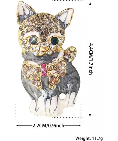 Classical Teddy Bear Rhinestones Bowknot Brooches Cute Animal Cat Enamel Squirrel Pin Corsage Scarf Clips Grey Cat $9.68 Broo...