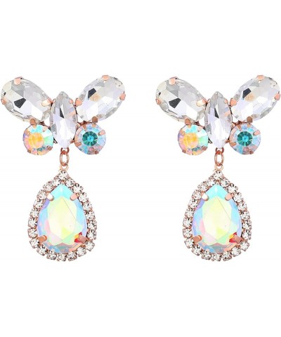 Women's butterfly earrings water drop shape color exaggerated alloy inlaid earrings elegant party party dress earrings friend...