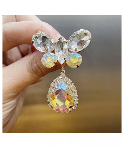 Women's butterfly earrings water drop shape color exaggerated alloy inlaid earrings elegant party party dress earrings friend...