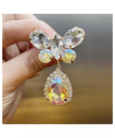 Women's butterfly earrings water drop shape color exaggerated alloy inlaid earrings elegant party party dress earrings friend...