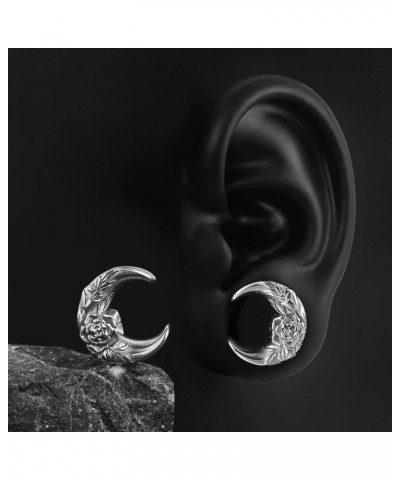 2 PCS Hypoallergenic 316 Stainless Steel 0G-1" Hot Moon Flower Saddle Hangers Plugs Unique Saddle Gauges Ear Plugs Expander S...