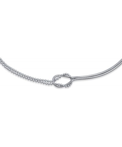 Romantic Love Knot Infinity Anklet Ankle Bracelet For Women Teens Split Beaded Ball Snake Chain .925 Sterling Silver Adjustab...